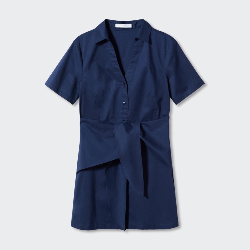 NWT Mango Navy Bow Shirt Dress